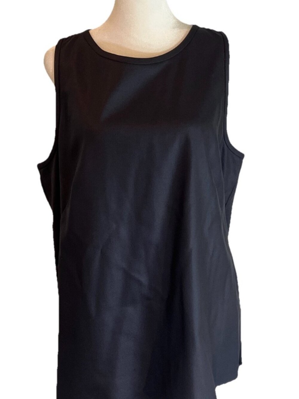 St. John Womens Wool & Silk-Blend Sleeveless Shell Navy Sz L